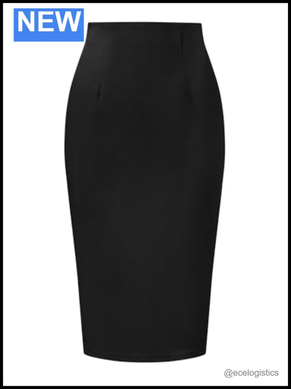 High Waist Pencil Skirt Knee Length Slim Fit Office Work Split Hem